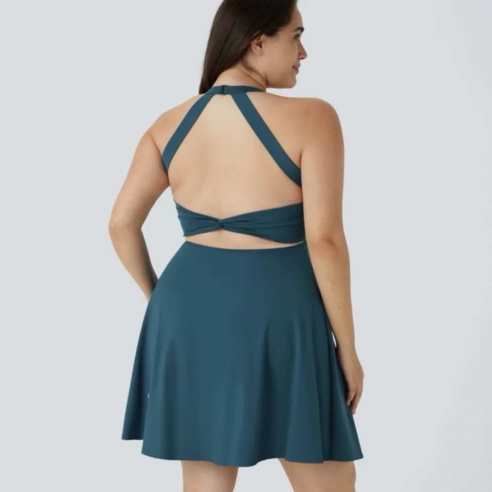 Halara Dress Women 3X Blue Open Back Built In Shorts Activewear Athleisure - Picture 9 of 9